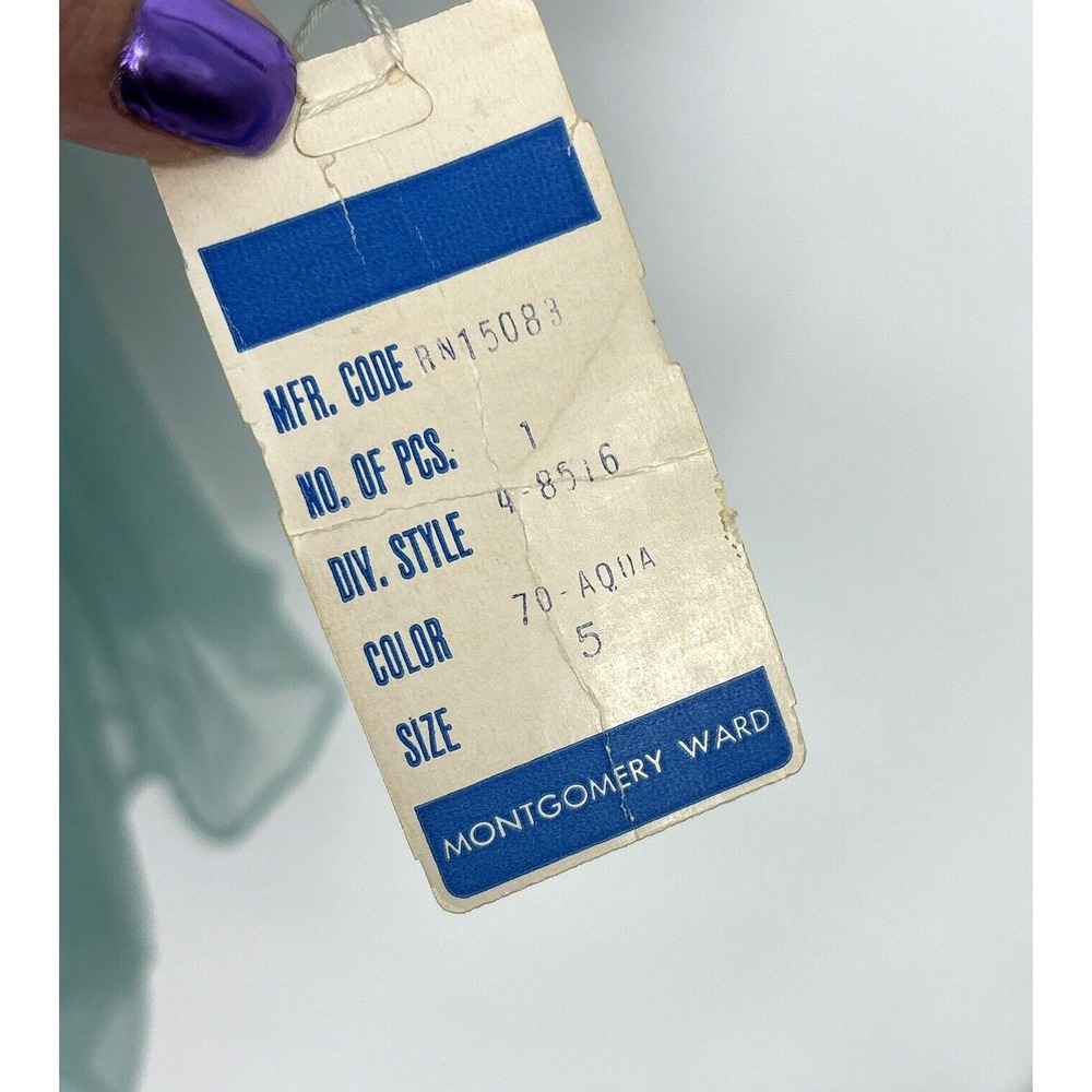 Vintage 1950's Montgomery Ward Aqua Chiffon Dress Gown 26" Waist Tags *READ* - Picture 10 of 16